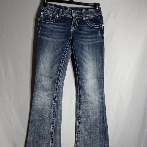 Miss Me Women's Bootcut Embellished Pockets Medium Wash Denim Jeans Size 26 - Picture 1 of 13